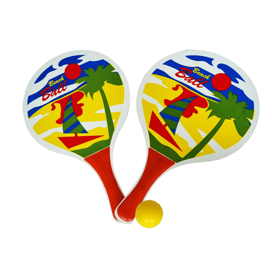 PAR PALETAS CHIQUILLOS.CL MADERA PLAYA+PELOTA JUGUETE VERANO TENNIS BEACH - 1