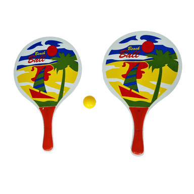 PAR PALETAS CHIQUILLOS.CL MADERA PLAYA+PELOTA JUGUETE VERANO TENNIS BEACH - 2