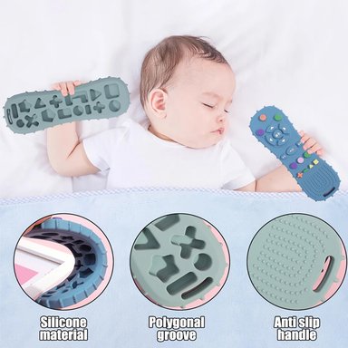 MORDEDOR CHIQUILLOS.CL SENSORIAL SILICONA CONTROL REMOTO DENTINCIÓN BEBÉ AZUL MARINO - 3