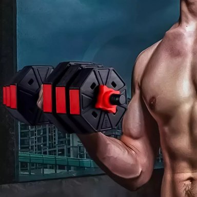 SET MANCUERNAS PESAS AJUSTABLES 40KG FITNESS HEXAGONAL - 4