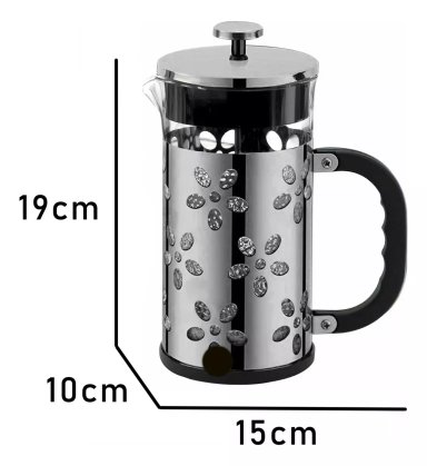 PRENSA FRANCESA DE VIDRIO Y METAL NEGRO CAFETERA 1 LITRO - 2