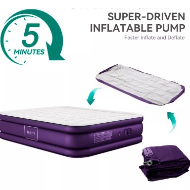 COLCHON CAMA INFLABLE ELECTRICO CAMPING GLAMPING 2PLAZA 45CM - 5
