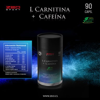SUPLEMENTO ALIMENTICIO ZEO SPORT L CARNITINA + CAFEINA 90 CAPSULAS PREMIUM - 1