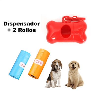 DISPENSADOR BOLSAS EXCREMENTO MASCOTAS + 2 ROLLO BOLSA - 2