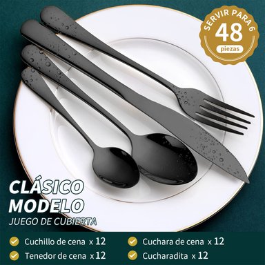 SET 48 PIEZAS CUBIERTOS CUCHILLERÍA ACERO INOXIDABLE - 4