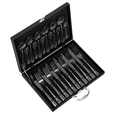 MALETA DE CUBIERTOS DE LUJO 24 PIEZAS REGALO DE MALETA NEGRA - 5