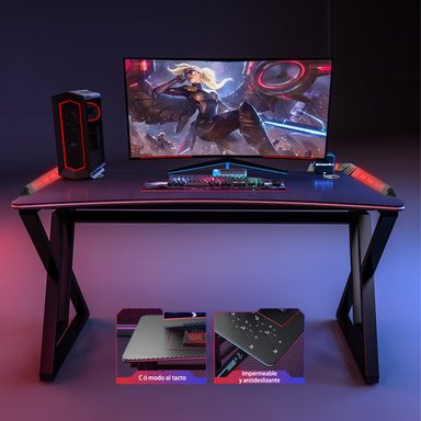 ESCRITORIO GAMER PROFESIONAL X-RGB 120 CMS CON LUCES - 3