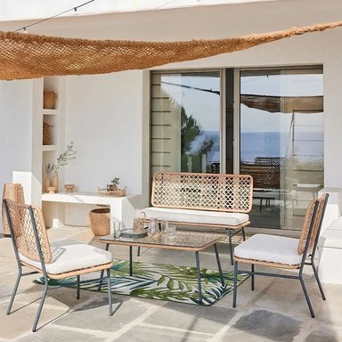 JUEGO DE LIVING DE TERRAZA 4 PERSONAS DE RATÁN SINTÉTICO - 1