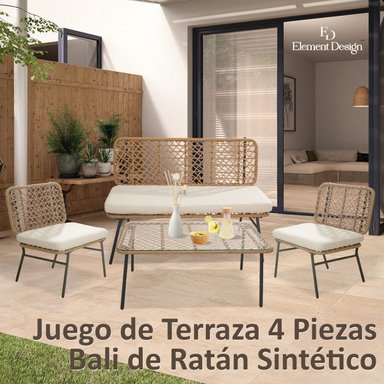 JUEGO DE LIVING DE TERRAZA 4 PERSONAS DE RATÁN SINTÉTICO - 3