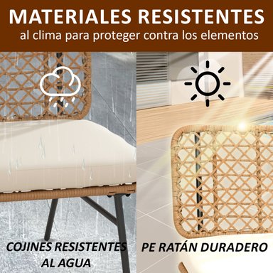 JUEGO DE LIVING DE TERRAZA 4 PERSONAS DE RATÁN SINTÉTICO - 6