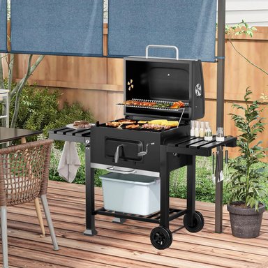 PARRILLA A CARBON CON RUEDAS Y 2 BANDEJAS LATERALES 135X47,5X106CM - 9
