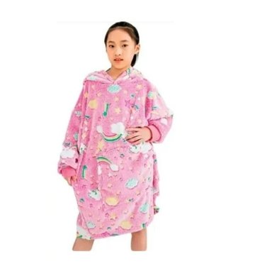 POLERON MANTA CAPUCHA INVIERNO PARA NIÑAS FELPA - ROSA - 1