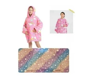 POLERON MANTA CAPUCHA INVIERNO PARA NIÑAS FELPA - ROSA - 2