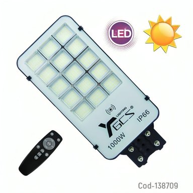 FOCO PARA POSTE SOLAR 1000W CON 15 PLACAS 420 LED PVC CON CONTROL 20.5X47.5CM - 1
