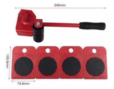SET HERRAMIENTAS ELEVADOR+RUEDAS PALANCA MOVER MUEBLES NEVERA DESLIZADOR - 3