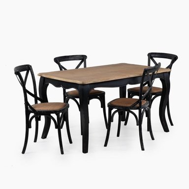 JUEGO COMEDOR MESA VITTORIA NEGRA + 4 SILLAS RETRO NEGRA - 2