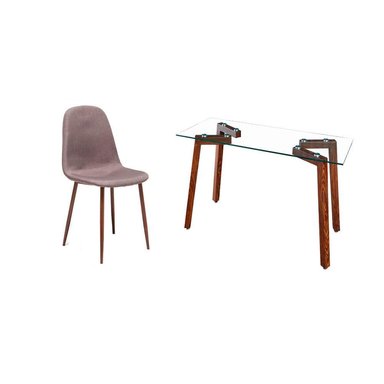 ESCRITORIO SPAZZIO JOCKEY NOGAL CON SILLA CROSS - 1