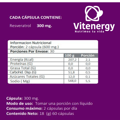 RESVERATROL 100% ANTIOXIDANTE NATURAL ALTA PUREZA - PACK X3 - 5