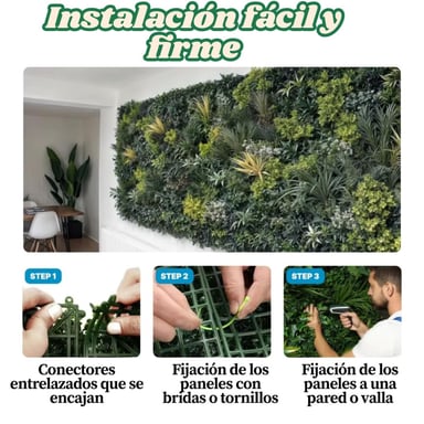 JARDIN MURO VERTICAL ARTIFICIAL A PALMETA PLANTAS 60X40 CM - 3