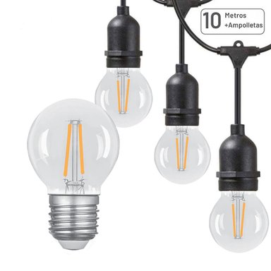 GUIRNALDA TERRAZA PATIO AMP INCLUIDAS 10 MTR HYUNDAI FRIO S14 4W - AMP G45 2W 6500K-FRIO - 2