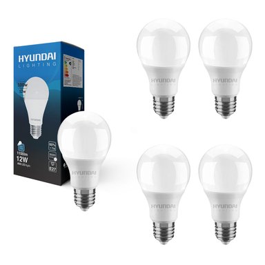 PACK 5 AMPOLLETA LED A60 E27 12W HYUNDAI BLANCO 6500K - FRIO - 1
