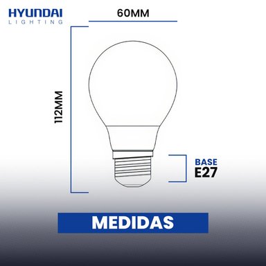 PACK 5 AMPOLLETA LED A60 E27 12W HYUNDAI BLANCO 6500K - FRIO - 3