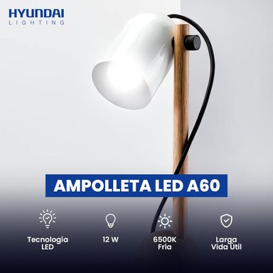 PACK 5 AMPOLLETA LED A60 E27 12W HYUNDAI BLANCO 6500K - FRIO - 4