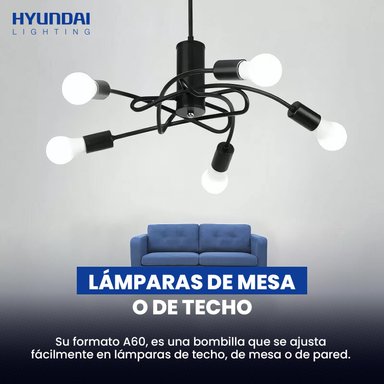 PACK 5 AMPOLLETA LED A60 E27 12W HYUNDAI BLANCO 6500K - FRIO - 6