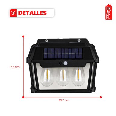 LAMPARA APLIQUE SOLAR CON SENSOR 3 FOCOS 2700K - 2