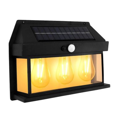 LAMPARA APLIQUE SOLAR CON SENSOR 3 FOCOS 2700K - 3