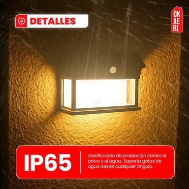 LAMPARA APLIQUE SOLAR CON SENSOR 3 FOCOS 2700K - 6
