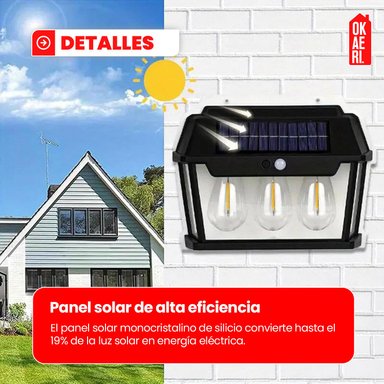 LAMPARA APLIQUE SOLAR CON SENSOR 3 FOCOS 2700K - 7