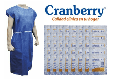BATA PACIENTE DESECHABLE SIN MANGA CRANBERRY PACK 50 UN. - 1