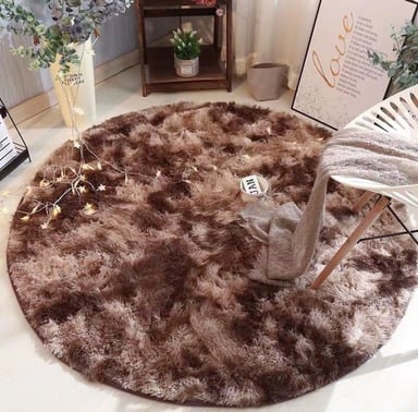 ALFOMBRA BJ HOGAR SUAVE CONTEMPORÁNEA MODERNA REDONDA PELUDA CAFE JASPEADO 1 M - 1