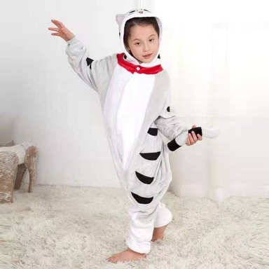 PIJAMA PLUSH NIÑA BJ HOGAR GRIS GATO TALLA 120 - 1