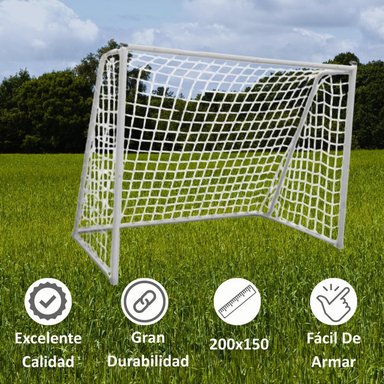 PACK 2 ARCOS AUCKLAND OUTDOOR METAL FUTBOL ICO NIÑO CON RED 200X150 CM - 3