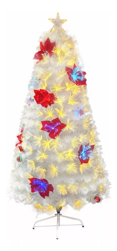 ÁRBOL DE NAVIDAD FIBRA ÓPTICA FLORES LED INCORPORADAS 180CM - 1