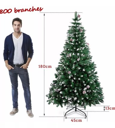 ÁRBOL DE NAVIDAD NIEVE Y CONOS DE PINOS INCORPORADOS 180CM - 2