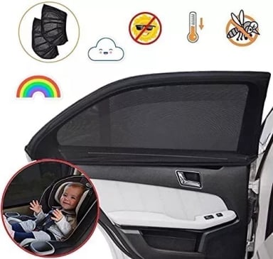 SET PARASOL TRASERO AUTO PROTECCION UV MOSQUITOS PRIVACIDAD - 1