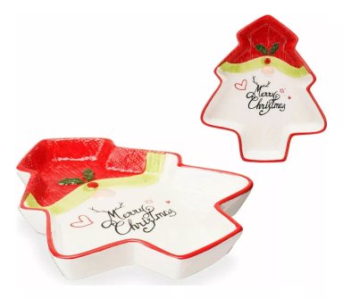 SET X 6 PLATOS NAVIDAD CENA NAVIDEÑA PORCELANA CENTRO MESA - 1