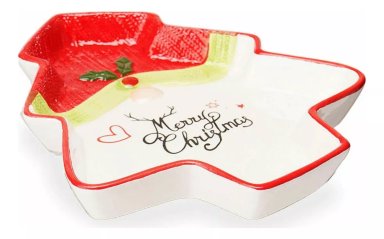 SET X 6 PLATOS NAVIDAD CENA NAVIDEÑA PORCELANA CENTRO MESA - 2