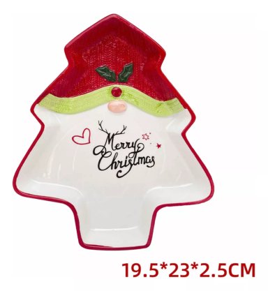 SET X 6 PLATOS NAVIDAD CENA NAVIDEÑA PORCELANA CENTRO MESA - 3
