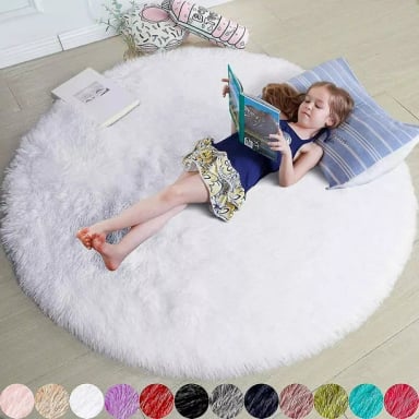 ALFOMBRA REDONDA PELUCHE CIRCULAR 120CM TAPETE UNICOLOR - 1