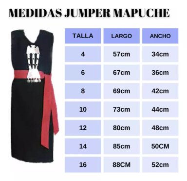 VESTIDO MAPUCHE JUMPER MUJER TRAJE TRAPELAUCHA FAJA ROJA MANTO - 3