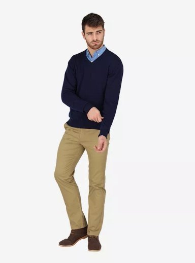 SWEATER MANGA LARGA EJECUTIVO HOMBRE CUELLO EN V BASICO - 1