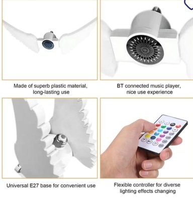 AMPOLLETA LED ALAS DE ANGEL CON PARLANTE BLUETOOTH - 2