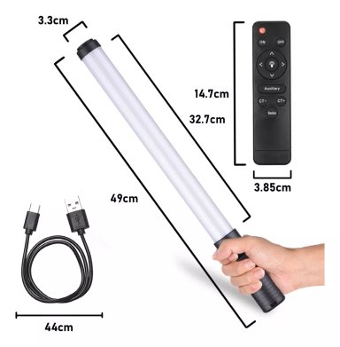 TUBO BARRA LUZ LED RGB FOTOGRAFIA CON TRIPODE 2.10CM CONTROL - 3