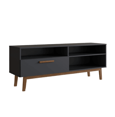 RACK CON 3 ESPACIOS Y PUERTA PARA TV 55' NEGRO EMOVELL - 1
