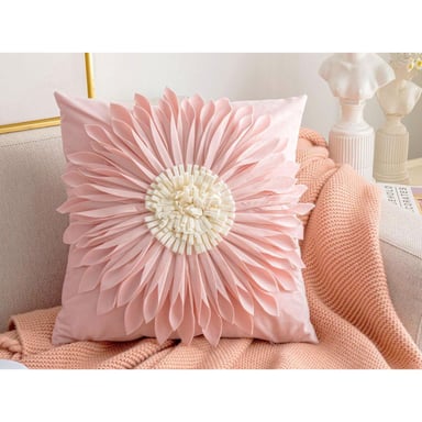 COJÍN TODOHOGARSANTIAGODECHILE DISEÑO FLOR 45 X 45 CM ROSADO - 1