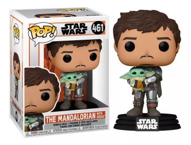 FUNKO POP NEGRO STAR WARS THE MANDALORIAN MANDO CON BABY YODA #461 - 3